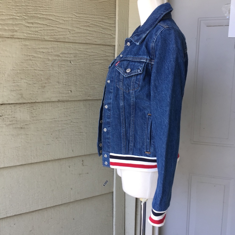 NWT Levi’s Rib Trim Trucker Varsity Denim Jean Jacket Brick/Mortar NEW - Picture 12 of 16